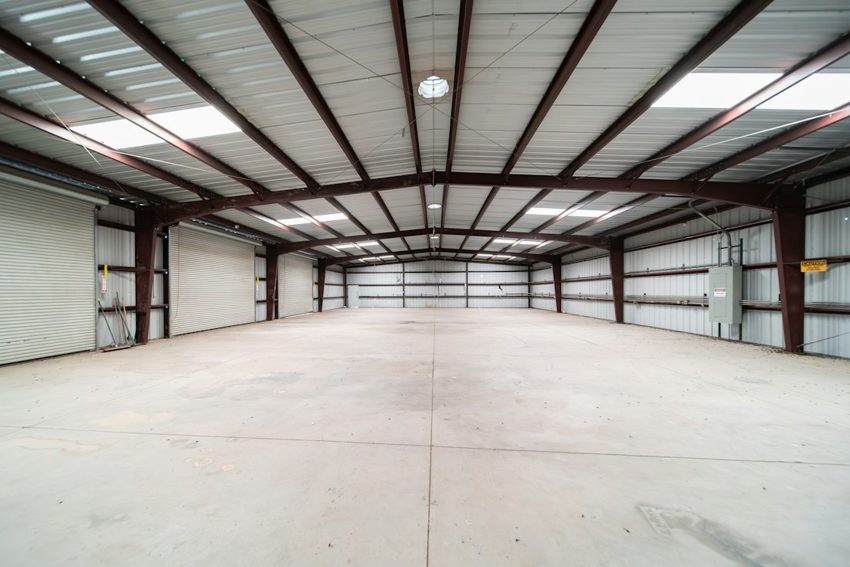 Interior of an industrial warehouse.